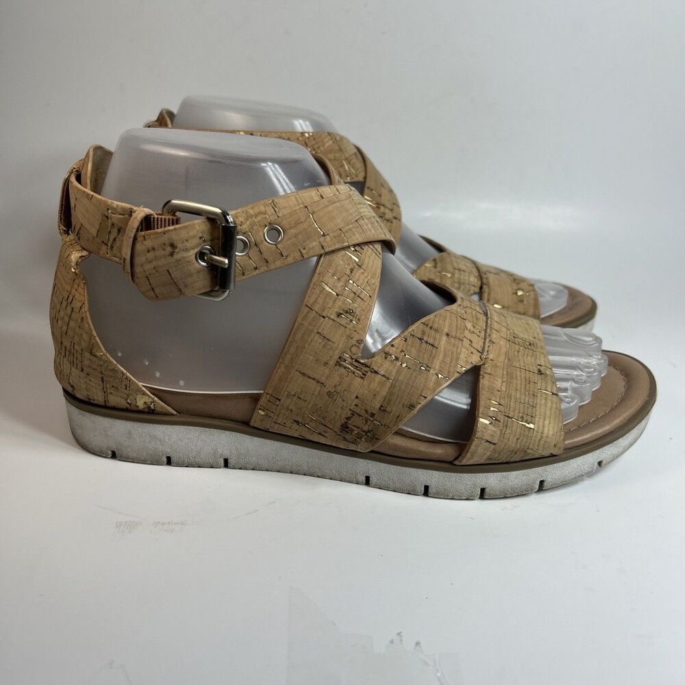 Sofft Mirabelle Women’s Sandals Size 7 M Tan Cork Ankle Strap Buckle Open Toe